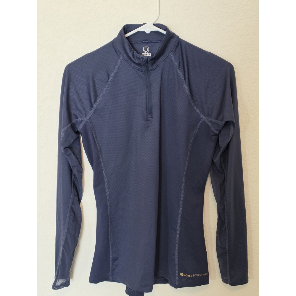 Noble Equestrian Womens Medium 1/4 Zip Riding Shirt Stretch Athletic Navy Blue